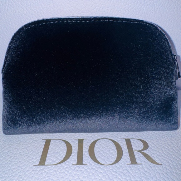 Dior Black Velvet Makeup Cosmetic Zip Pouch Bag - Picture 2 of 3